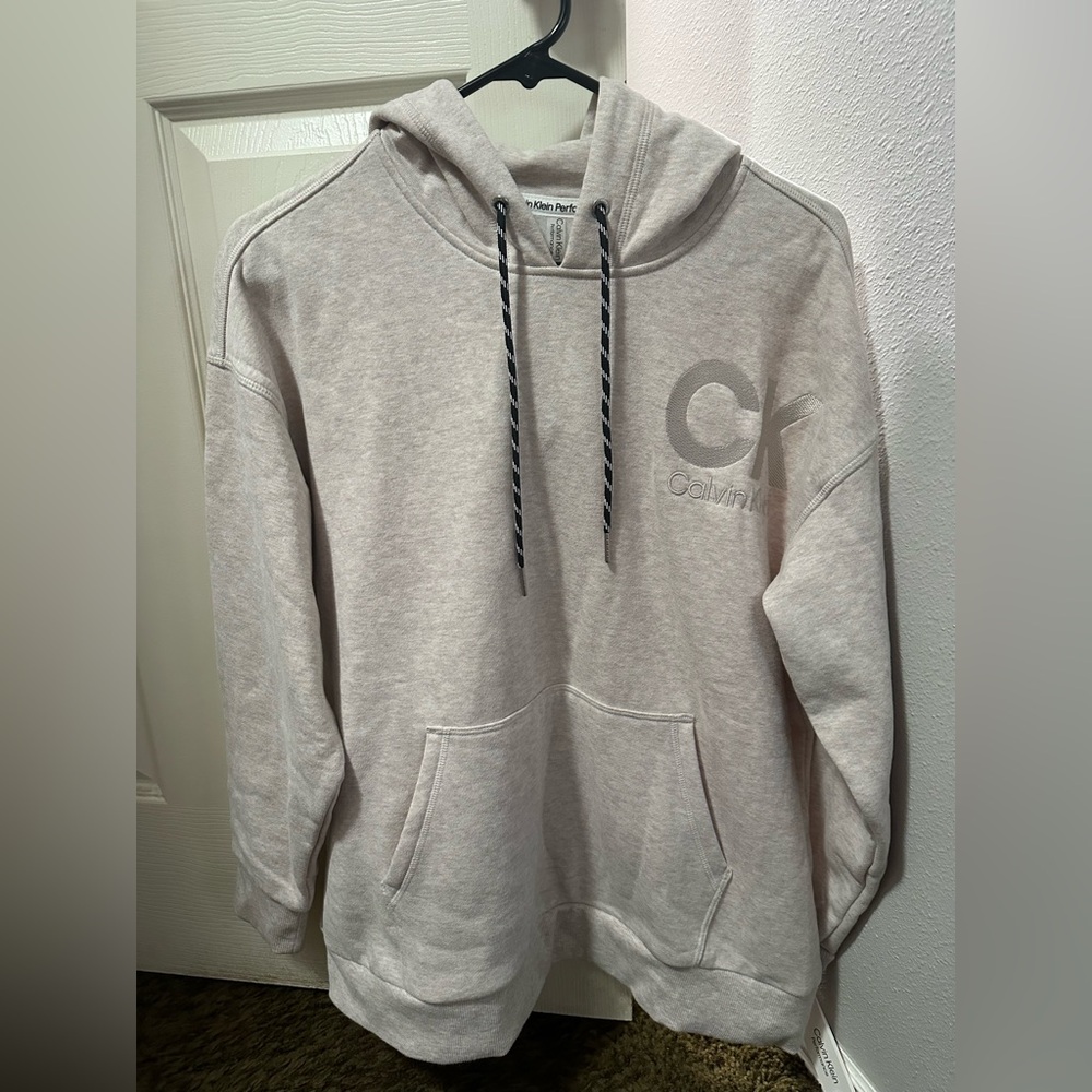 NWT Women’s Calvin Klein Performance Tan Hoodie Sweatshirt Oversized Med
